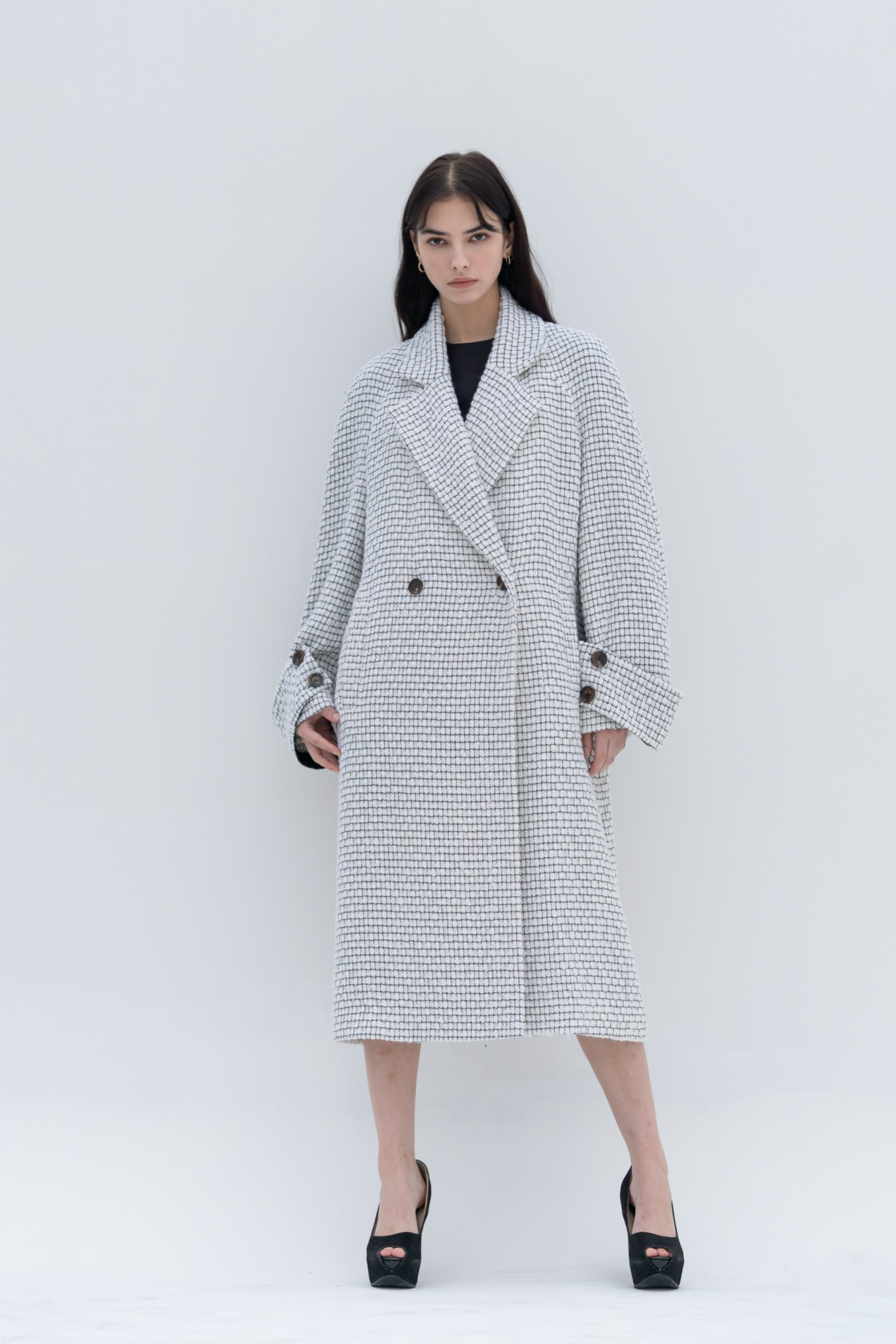 Square Tweed Raglan Coat